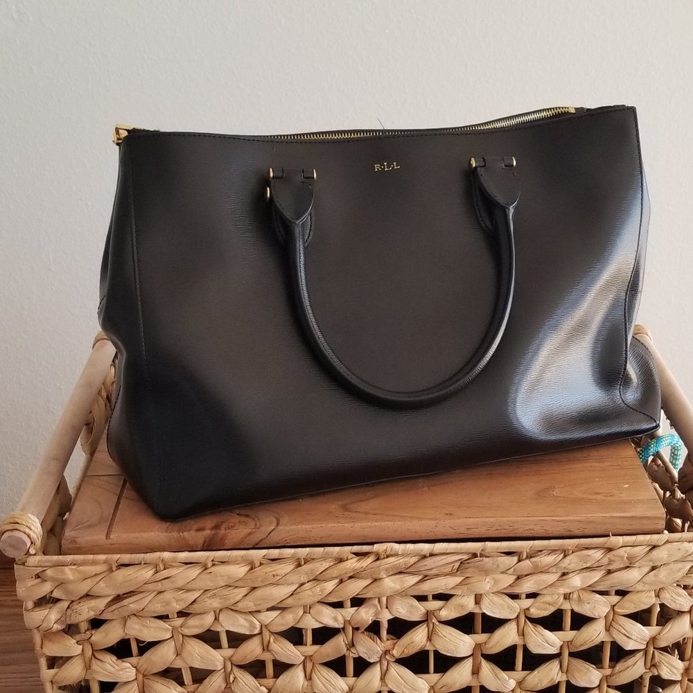 Ralph Lauren Black Leather Large Handbag